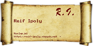 Reif Ipoly névjegykártya